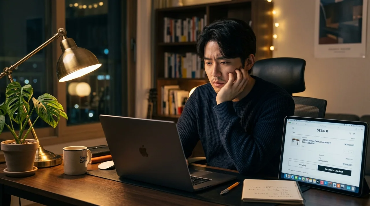 일룸 데스커 모션데스크 살 뻔했어: 전동 스탠딩책상 50만원대 비교