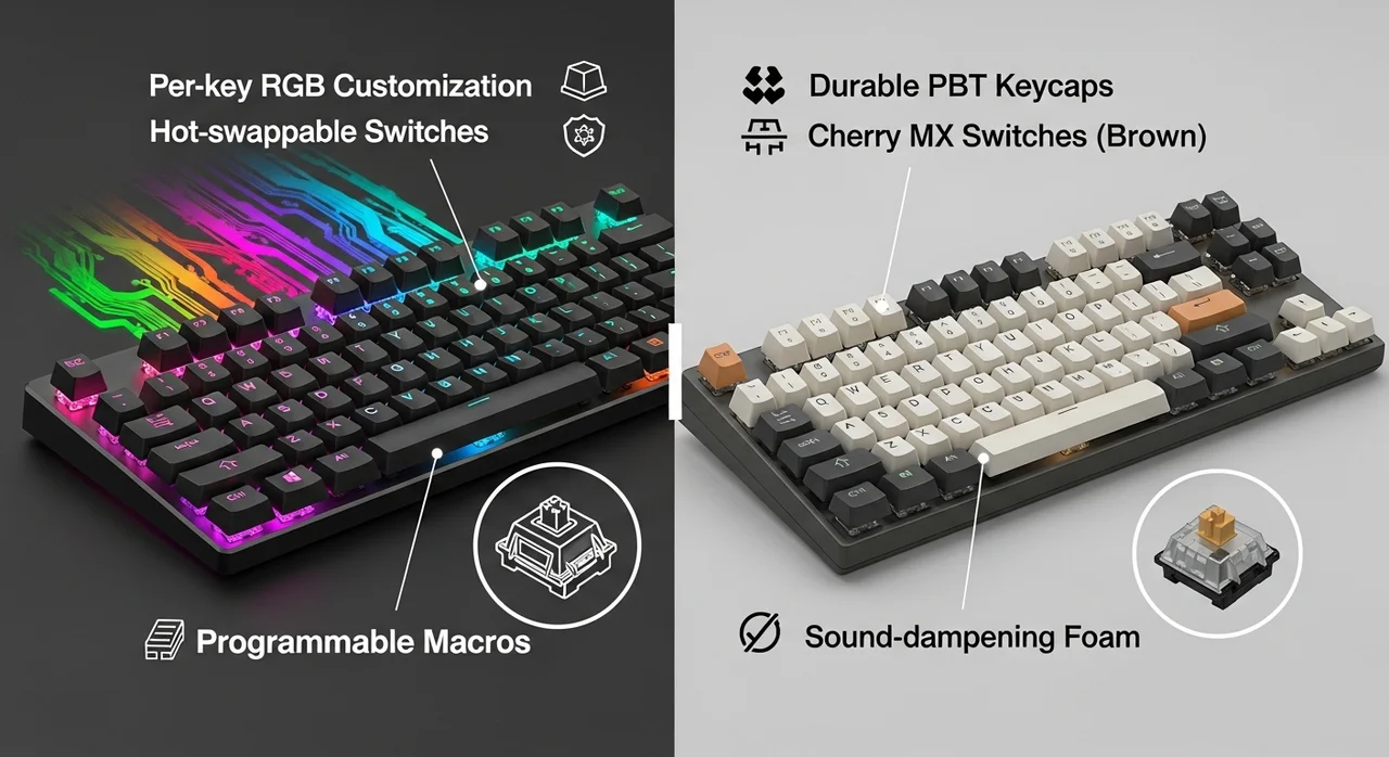 로지텍, 레오폴드와 앱코 해커 스펙 비교